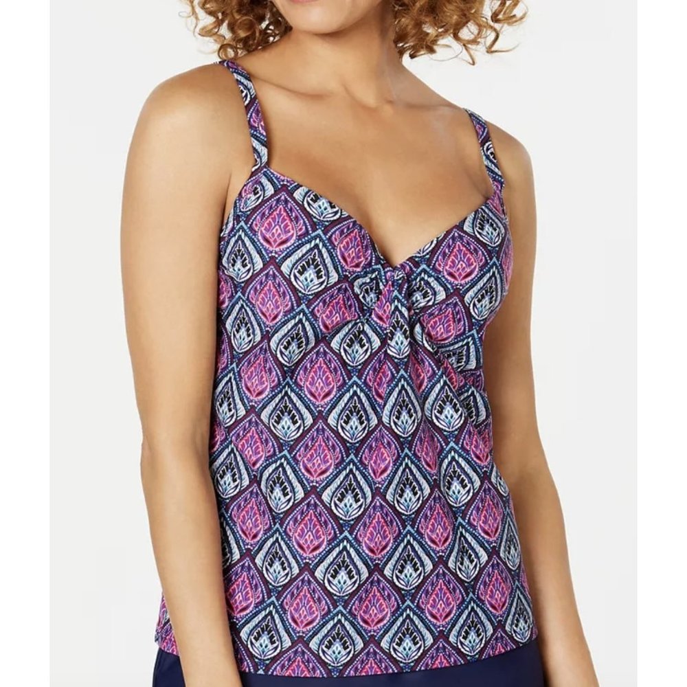 Island Escape Heaven Sent Printed Scorpio Underwire Tankini Top Size 6 Pattern